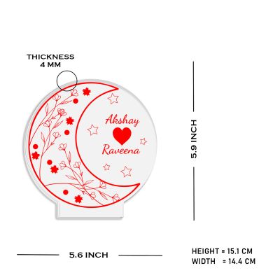 Personalized Couple Name Led Night Lamp with Automatic Color Changing Light Moon Theme Design Anniversary & Birthday Gifts for Couples